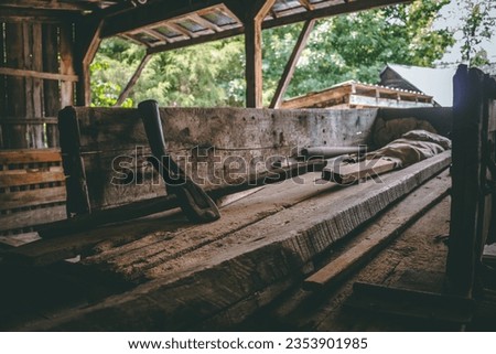 Antique wooden wagon rustic and abandoned