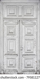 Antique Wooden White Door Old Texture