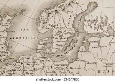 Antique World Map, Northern Europe