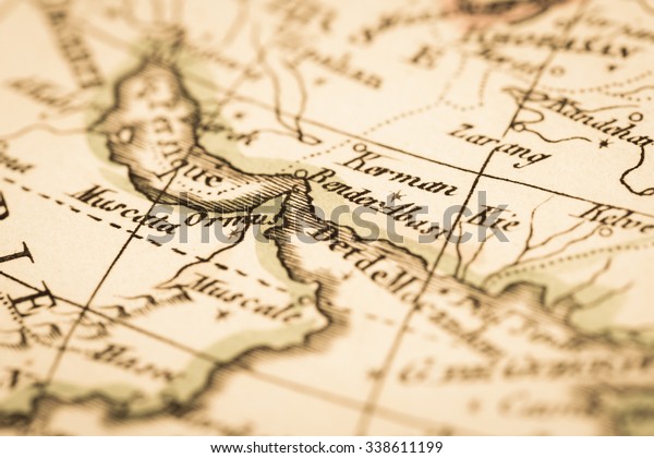 Antique World Map Persian Gulf Strait Stock Photo Edit Now 338611199