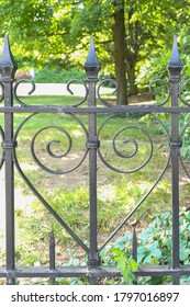 Antique Wrought Iron Fence With A Heart Shaped Design