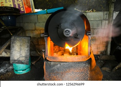 Antique,Old Coffee roasting machine using gas heat.