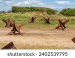 Anti-tank obstacles at Utah Beach which was one of the five areas of the Allied invasion of German-occupied France in the Normandy landings on 6 June 1944