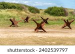 Anti-tank obstacles at Utah Beach which was one of the five areas of the Allied invasion of German-occupied France in the Normandy landings on 6 June 1944