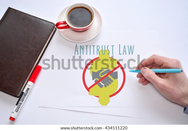 Anti-trust Law.\
Concepte on white\
background