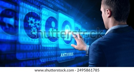 Antivirus Cyber security Data protection Technology concept on virtual screen.