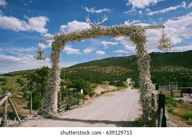 Antler Arch Entrance To A Ranch Along Hwy 50, Nevada.  