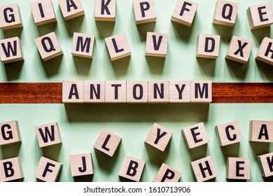 Antonym Word Concept On Cubes