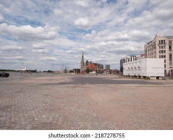 Antwerp, Belgium, 02 July 2022, Cityscape over the Scheldt quays in Antwerp, Belgium