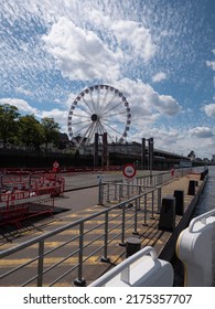 Antwerp, Belgium, July 02, 2022, The Ferris wheel on the right bank of Antwerp next to the river Scheldt