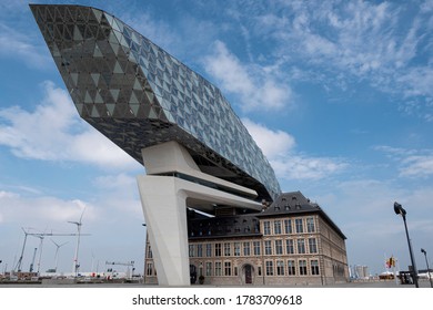 Antwerp, Belgium, July 19, 2020, The Antwerp Port House In The Shape Of A Diamond