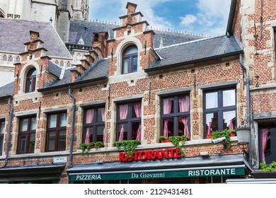 ANTWERP, BELGIUM-JUNE 01, 2014 Facades of old buildings in the center of the medieval city of Antwerp (Antwerp), Belgium.