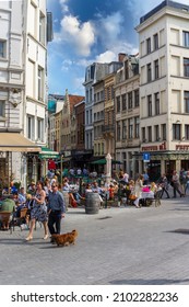 ANTWERP, BELGIUM-JUNE 01, 2014: Old street of the historic city center of Antwerpen (Antwerp), Belgium.