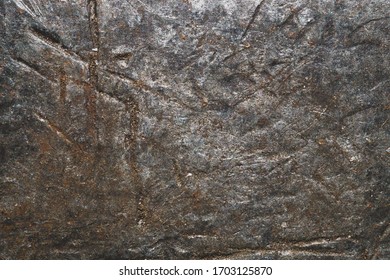 Anvil Surface With Scratches And Traces From Hammer. Rough Steel Background. Grunge Metal Texture