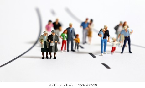 Any of various miniature people walking the same way. - Shutterstock ID 1637788513