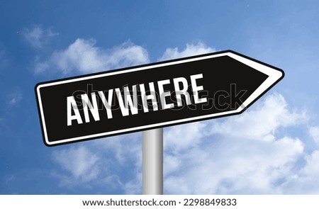 Anywhere road sign on blue sky background