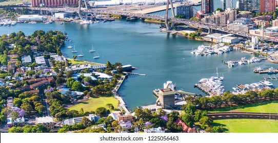 Anzac Bridge, aerial view of Sydney. - Shutterstock ID 1225056463