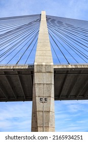 Anzac Bridge Pylon With Steel Supports And Sky