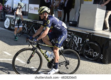 AOSTE, FRANCE - JUNE 10:  Simon Gerrans (AUS) Rides To The Sign In Area Before Stage 7 Of The Critérium Du Dauphiné On June 10, 2017 On The Aoste, France.