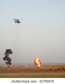 Apache helicopter shooting at targets