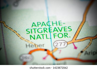 Apache Sitgreaves National Forest. Arizona. USA On A Map