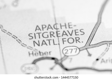 Apache Sitgreaves National Forest. Arizona. USA On A Map