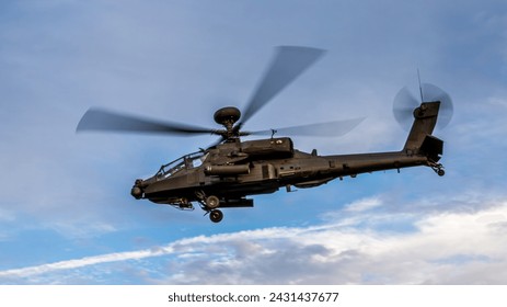 Apache tank buster attack helicopter in flight