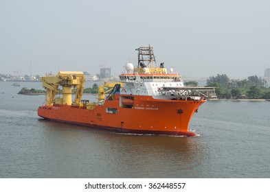 Apapa, Federal Republic Of Nigeria - January 14:  Offshore Vessel Touch At A Port Of Apapa On January 14, 2016  In Apapa, Federal Republic Of Nigeria.