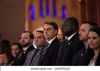 Aparecida (Brazil)
Oct 12, 2019
President Bolsonaro takes part in the  celebration of the Brazil's patroness day at the National Shrine of Our Lady of Aparecida.