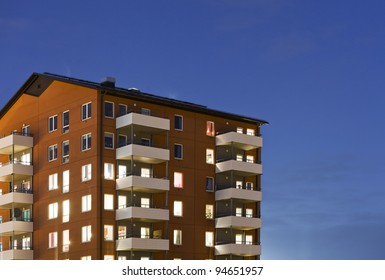 Apartment Building At Night Time