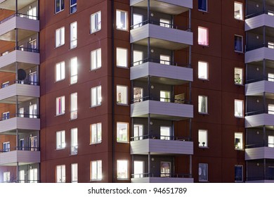 Apartment Building At Night Time Full Frame