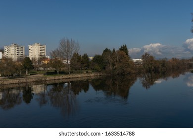 Apartment Buildings By The Tâmega River In Chaves, Portugal