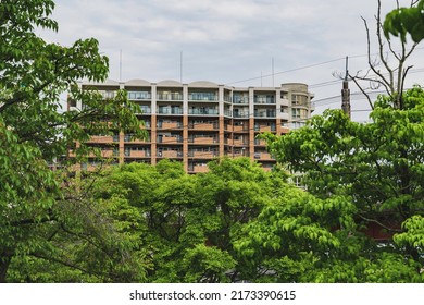 Apartment complex adjacent to park