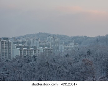 Apartment In Korea Cheongju City, Winter, Snow
