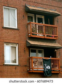 Apartment Porch With Pirate Flag