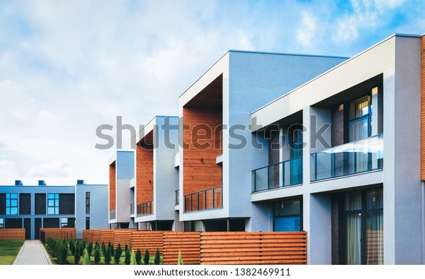 Apartment residential townhouse buildings\
with outdoor concept. Street and\
backgrounds.