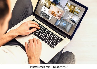 Apartment Search Online Concept: House Search Application On A Laptop Screen