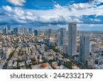 Apartment skyscrapers on boulevard Rothschild in Tel Aviv, Israel.