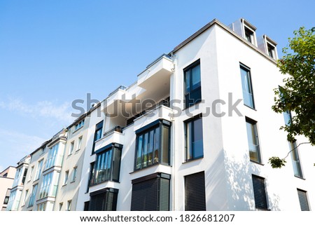 Image, Stock Photo House facade with garden tools
