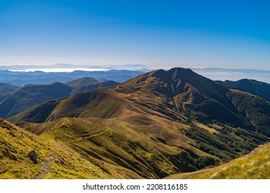 Apennine Mountains In August With Blue Skies