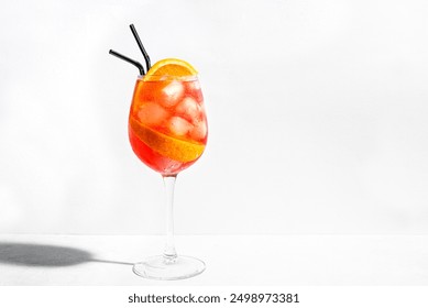 Aperol Spritz Cocktail in glass with orange slices isolated on white background, copy space.  Alcohol Aperol Spritz Aperetivo. - Powered by Shutterstock