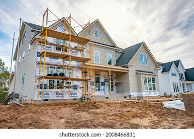 Apex, NC, USA; 20th March 2021: New House Construction In The Booming Economic Growth Area Of North Carolina.