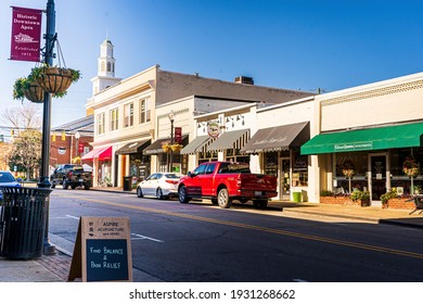 Apex, North Carolina USA: 03 05 2021: Historic Downtown Apex On A March Morning.