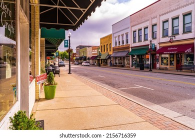 Apex, North Carolina USA-05 14 2022: Historic Downtown Apex On A Saturday Morning.