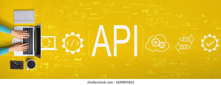 API - application programming interface concept with person using a laptop computer - Shutterstock ID 1839891853