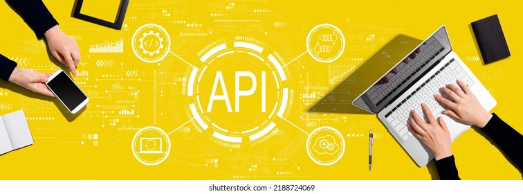 API - Application Programming Interface Concept With Two People Working Together