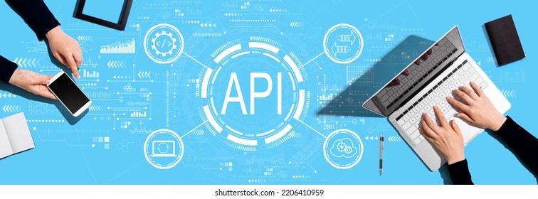 API - Application Programming Interface Concept With Two People Working Together