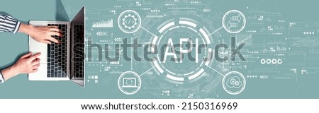 API - application programming interface concept with person using a laptop computer