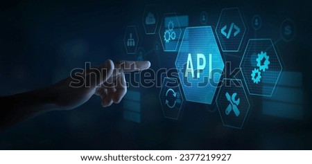 API Application Programming Interface concept, connect services on internet for network data communication, software engineering technology Imagine de stoc © 