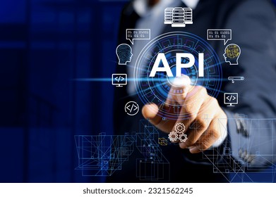The API  (application programming interface) provides the interface for communication between applications, simplifying application integration. - Shutterstock ID 2321562245